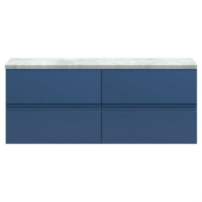 B&Q -  Mavesyn Contemporary 4 Drawer Wall Hung Vanity Unit With Laminate WorktopDark Blue1200mm