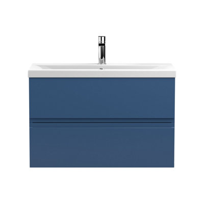 Balterley Mavesyn Contemporary 2 Drawer Wall Hung Vanity Unit With Mid-Edge BasinDark Blue800mm from B&Q