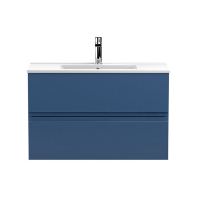 Balterley Mavesyn Contemporary 2 Drawer Wall Hung Vanity Unit With Minimalist BasinDark Blue800mm from B&Q