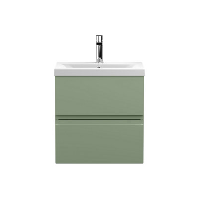 Balterley Mavesyn Contemporary 2 Drawer Wall Hung Vanity Unit With Mid-Edge BasinSatin Green500mm from B&Q