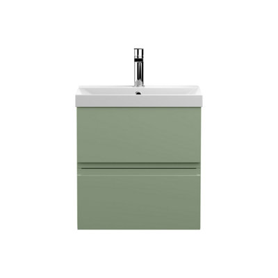 Balterley Mavesyn Contemporary 2 Drawer Wall Hung Vanity Unit With Thin Edge BasinSatin Green500mm from B&Q