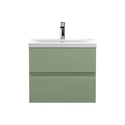 Balterley Mavesyn Contemporary 2 Drawer Wall Hung Vanity Unit With Mid-Edge BasinSatin Green600mm from B&Q