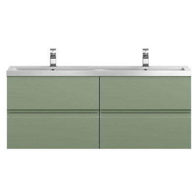 Balterley Mavesyn Contemporary 4 Drawer Wall Hung Vanity Unit With BasinSatin Green1200mm from B&Q