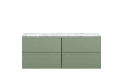 Balterley Mavesyn Contemporary 4 Drawer Wall Hung Vanity Unit With Laminate WorktopSatin Green1200mm from B&Q