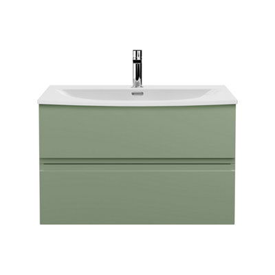Balterley Mavesyn Contemporary 2 Drawer Wall Hung Vanity Unit With Curved BasinSatin Green800mm from B&Q