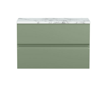 Balterley Mavesyn Contemporary 2 Drawer Wall Hung Vanity Unit With Laminate WorktopSatin Green800mm from B&Q