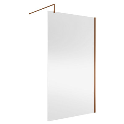 Balterley Wetroom Screen With Support Bar1200mmBrushed Bronze from B&Q