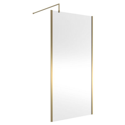 Balterley Wetroom Screen With Support Bar1000mmBrushed Brass from B&Q