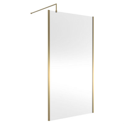 Balterley Wetroom Screen With Support Bar1100mmBrushed Brass from B&Q