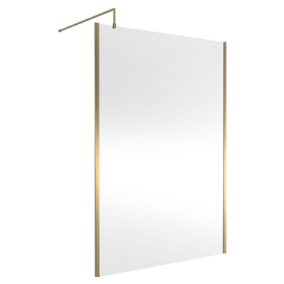 B&Q -  Wetroom Screen With Support Bar1400mmBrushed Brass