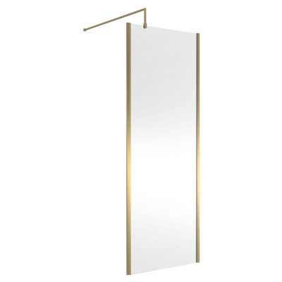 Balterley Wetroom Screen With Support Bar760mmBrushed Brass from B&Q