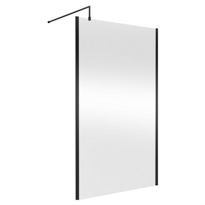 B&Q -  Wetroom Screen With Support Bar1200mmMatt Black