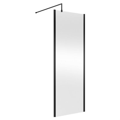 Balterley Wetroom Screen With Support Bar760mmMatt Black from B&Q