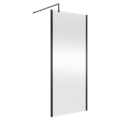 B&Q -  Wetroom Screen With Support Bar900mmMatt Black