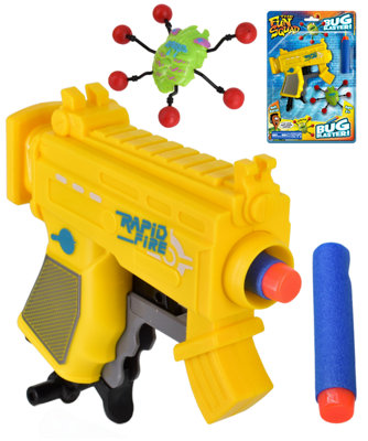 Toy Dart Gun With Soft Foam Darts And Bug Target Yellow from B&Q