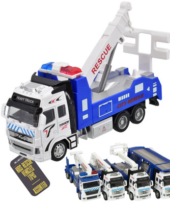  - Rescue Recovery Truck Model Blue White Die-Cast Toy