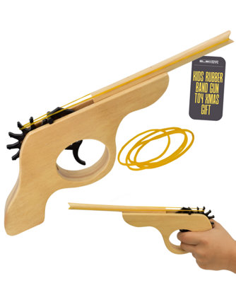Wooden Rubber Band Gun Toy Handheld Pistol Style from B&Q