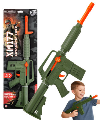 Toy Automatic Rifle Military Green Orange Sound Effects from B&Q