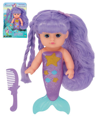 Mermaid Doll Set With Matching Comb Bright Colours from B&Q