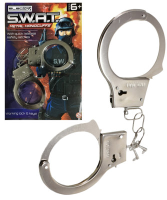 Toy Metal Handcuffs Silver For Kids Police Swat Roleplay from B&Q