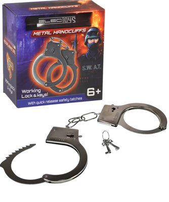 Metal Toy Handcuffs Police Costume Silver Lock Keys from B&Q