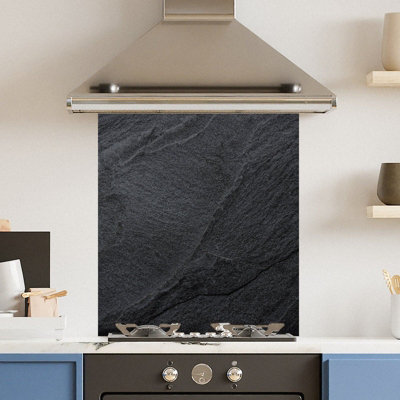 Choose Your Print Premium 59.5 X 74.5Cm Black Concrete  6mm Glass Toughened Kitchen Splashback from B&Q