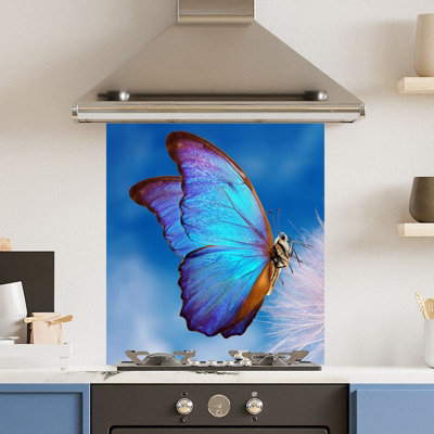 Choose Your Print Premium 59.5 X 74.5Cm Butterfly  6mm Glass Toughened Kitchen Splashback from B&Q