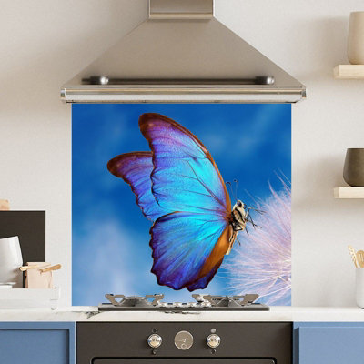 Choose Your Print Premium 65 X 60Cm Butterfly  6mm Glass Toughened Kitchen Splashback from B&Q