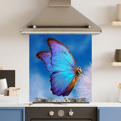 Choose Your Print Premium 65 X 70Cm Butterfly  6mm Glass Toughened Kitchen Splashback from B&Q