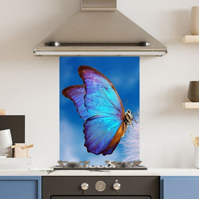 Choose Your Print Premium 65 X  90Cm Butterfly  6mm Glass Toughened Kitchen Splashback from B&Q