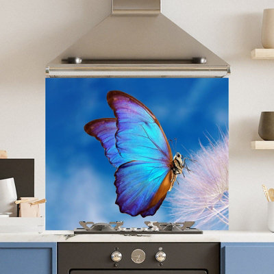Choose Your Print Premium 74.5 X 59.5Cm Butterfly  6mm Glass Toughened Kitchen Splashback from B&Q