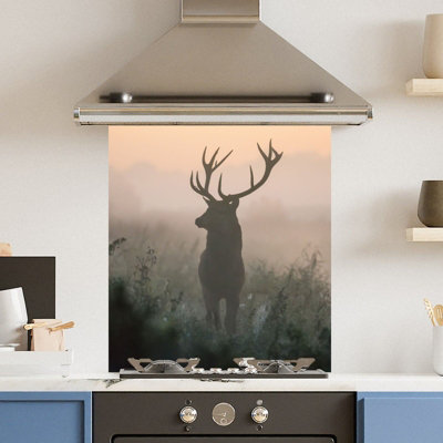Choose Your Print Premium 60 X 70Cm Misty Stag  6mm Glass Toughened Kitchen Splashback from B&Q