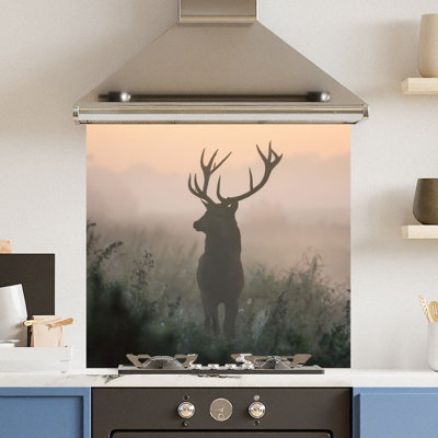 Choose Your Print Premium 65 X 60Cm Misty Stag  6mm Glass Toughened Kitchen Splashback from B&Q