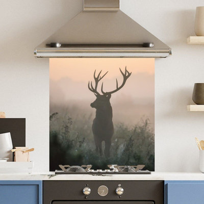 Choose Your Print Premium 65 X 70Cm Misty Stag  6mm Glass Toughened Kitchen Splashback from B&Q