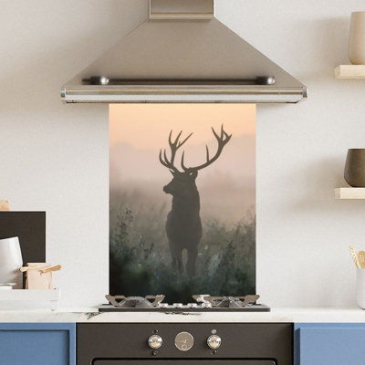 Choose Your Print Premium 65 X  90Cm Misty Stag  6mm Glass Toughened Kitchen Splashback from B&Q