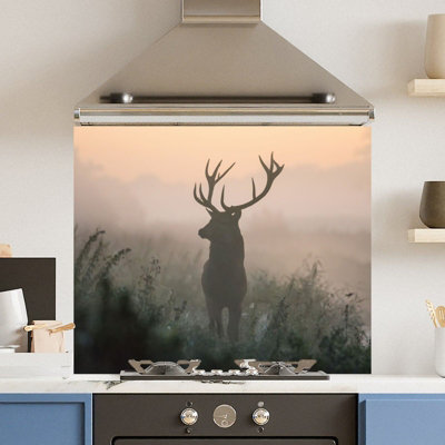 Choose Your Print Premium 75 X 60Cm Misty Stag  6mm Glass Toughened Kitchen Splashback from B&Q