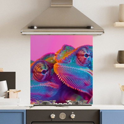 Choose Your Print Premium 59.5 X 74.5Cm Chameleon 6mm Glass Toughened Kitchen Splashback from B&Q