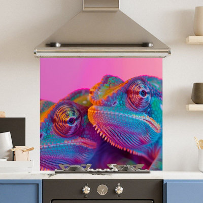 Choose Your Print Premium 65 X 60Cm Chameleon 6mm Glass Toughened Kitchen Splashback from B&Q