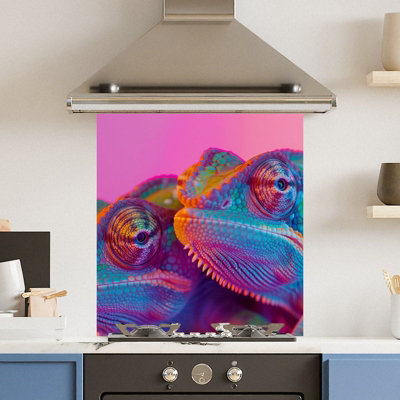 Choose Your Print Premium 65 X 70Cm Chameleon 6mm Glass Toughened Kitchen Splashback from B&Q