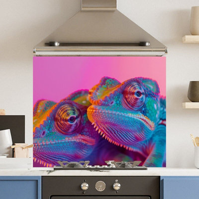 Choose Your Print Premium 74.5 X 59.5Cm Chameleon 6mm Glass Toughened Kitchen Splashback from B&Q