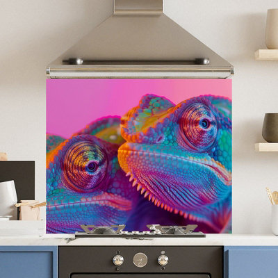 Choose Your Print Premium 75 X 70Cm Chameleon 6mm Glass Toughened Kitchen Splashback from B&Q