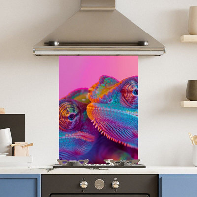 Choose Your Print Premium 75 X 90Cm Chameleon 6mm Glass Toughened Kitchen Splashback from B&Q