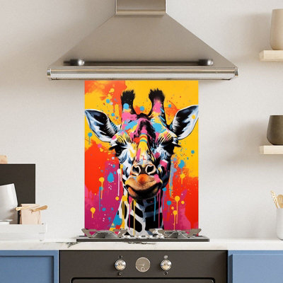 Choose Your Print Premium 65 X  90Cm Colour Giraffe 6mm Glass Toughened Kitchen Splashback from B&Q