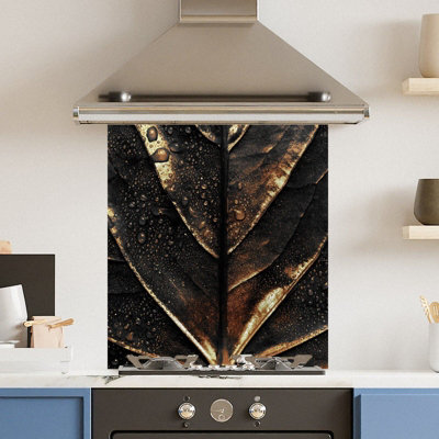 Choose Your Print Premium 59.5 X 74.5Cm Gold Black 6mm Glass Toughened Kitchen Splashback from B&Q