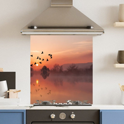 Choose Your Print Premium 60 X 70Cm Misty Morning 6mm Glass Toughened Kitchen Splashback from B&Q