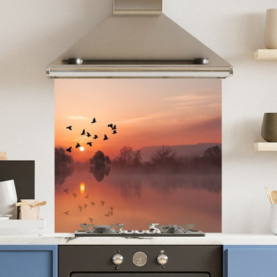 Choose Your Print Premium 65 X 60Cm Misty Morning 6mm Glass Toughened Kitchen Splashback from B&Q