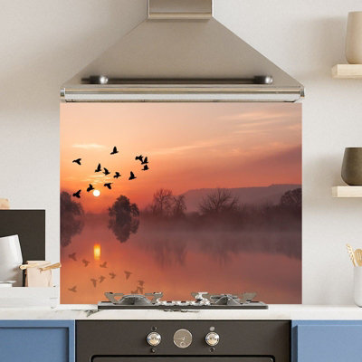 Choose Your Print Premium 70 X 60Cm Misty Morning 6mm Glass Toughened Kitchen Splashback from B&Q