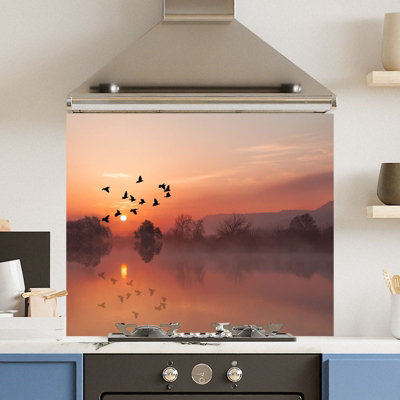 Choose Your Print Premium 74.5 X 59.5Cm Misty Morning 6mm Glass Toughened Kitchen Splashback from B&Q