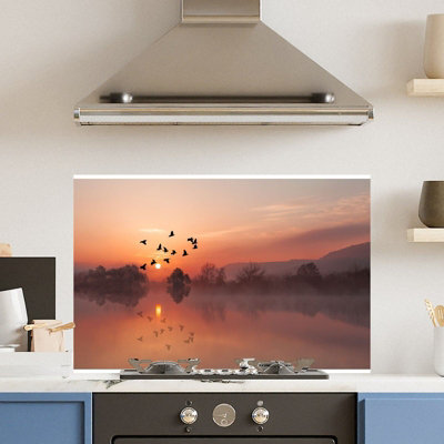Choose Your Print Premium 90 X 60Cm Misty Morning 6mm Glass Toughened Kitchen Splashback from B&Q