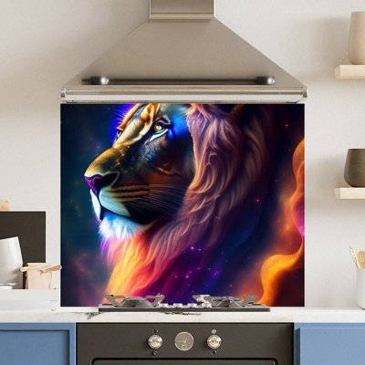 Choose Your Print Premium 74.5 X 59.5Cm Rainbow Lion 6mm Glass Toughened Kitchen Splashback from B&Q